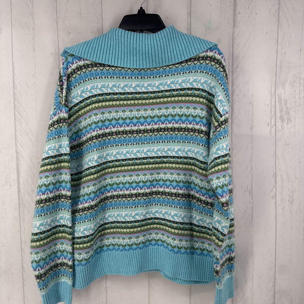 L fair isle print v-neck sweater