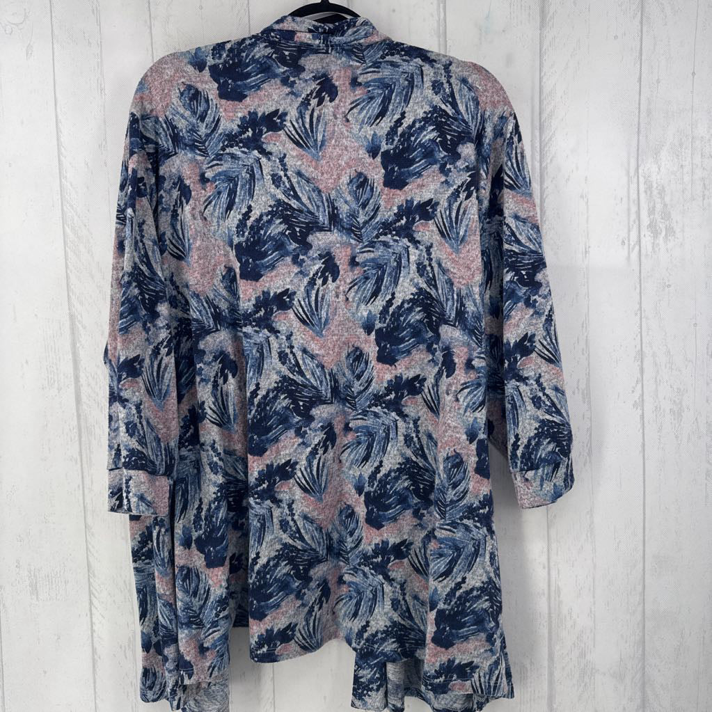 26/28 flo print open front cardi