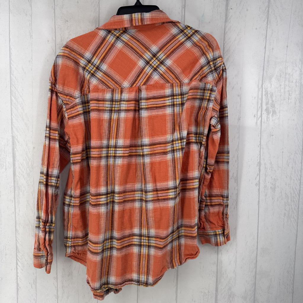 L plaid button down l/s flannel top