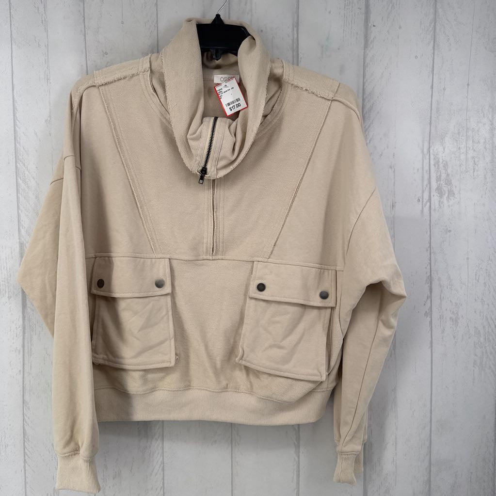 M l/s quarter zip pocket top