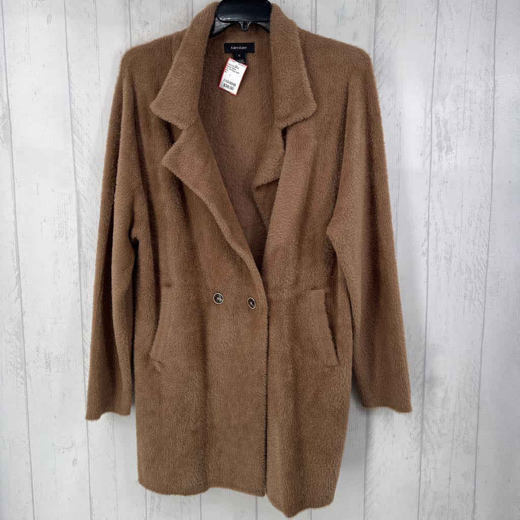 XL l/s fuzzy knit sweater coat