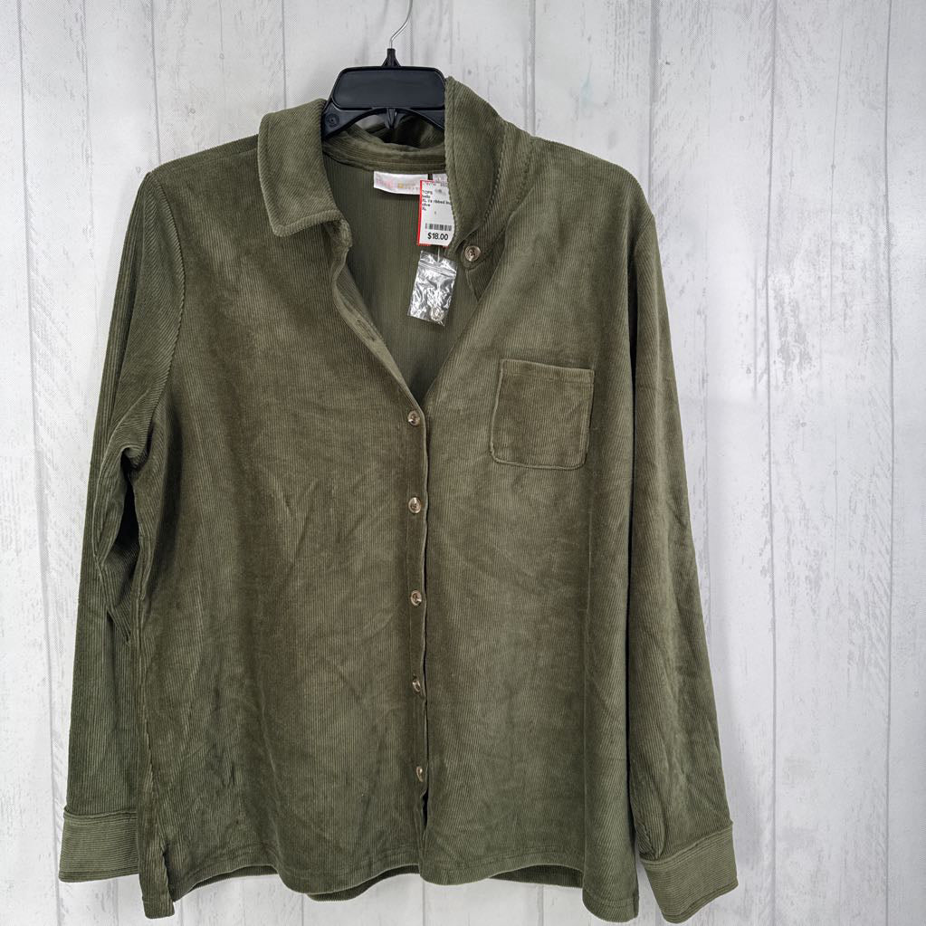 XL l/s ribbed button shirt