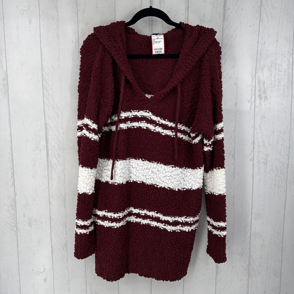 M striped boucle sweater w/ hood