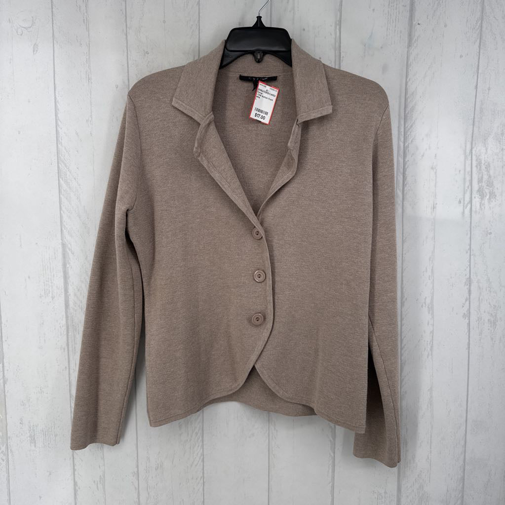 L knit button front cardi