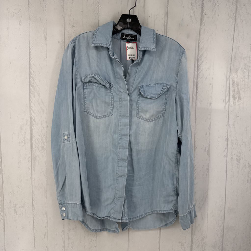 L button down denim l/s top