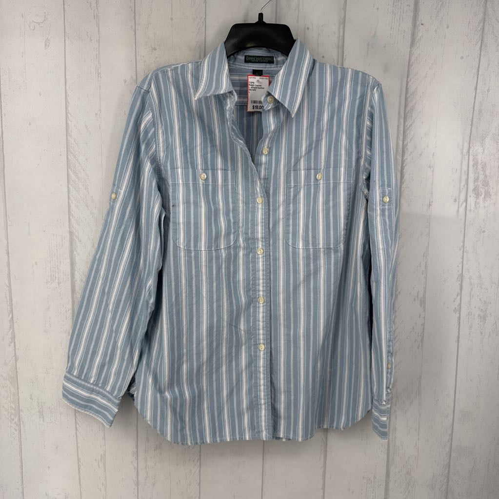 L striped button down l/s top