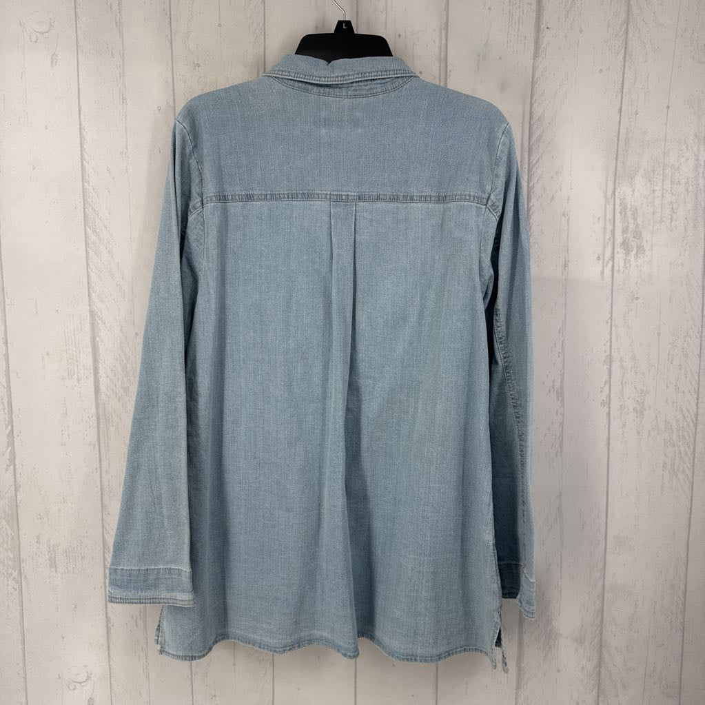 L denim button down l/s top