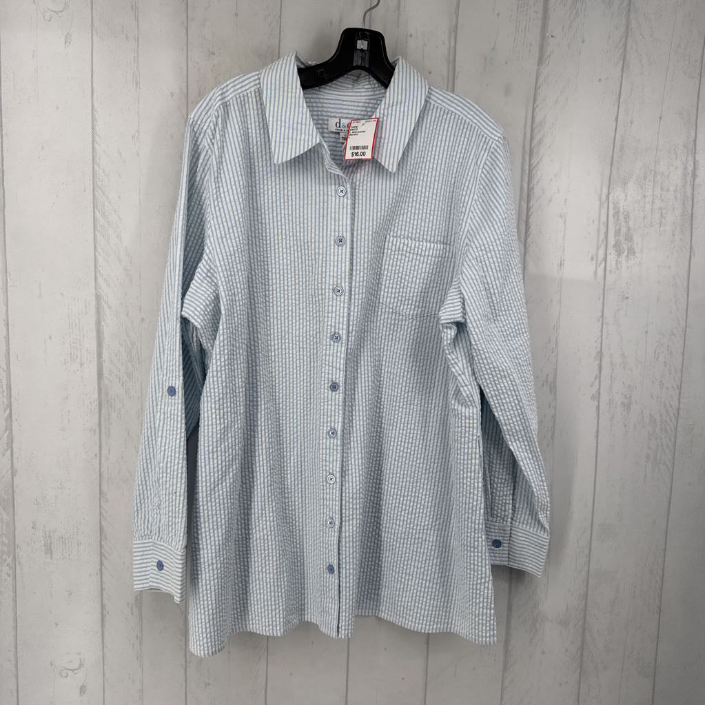 L seersucker button down l/s top