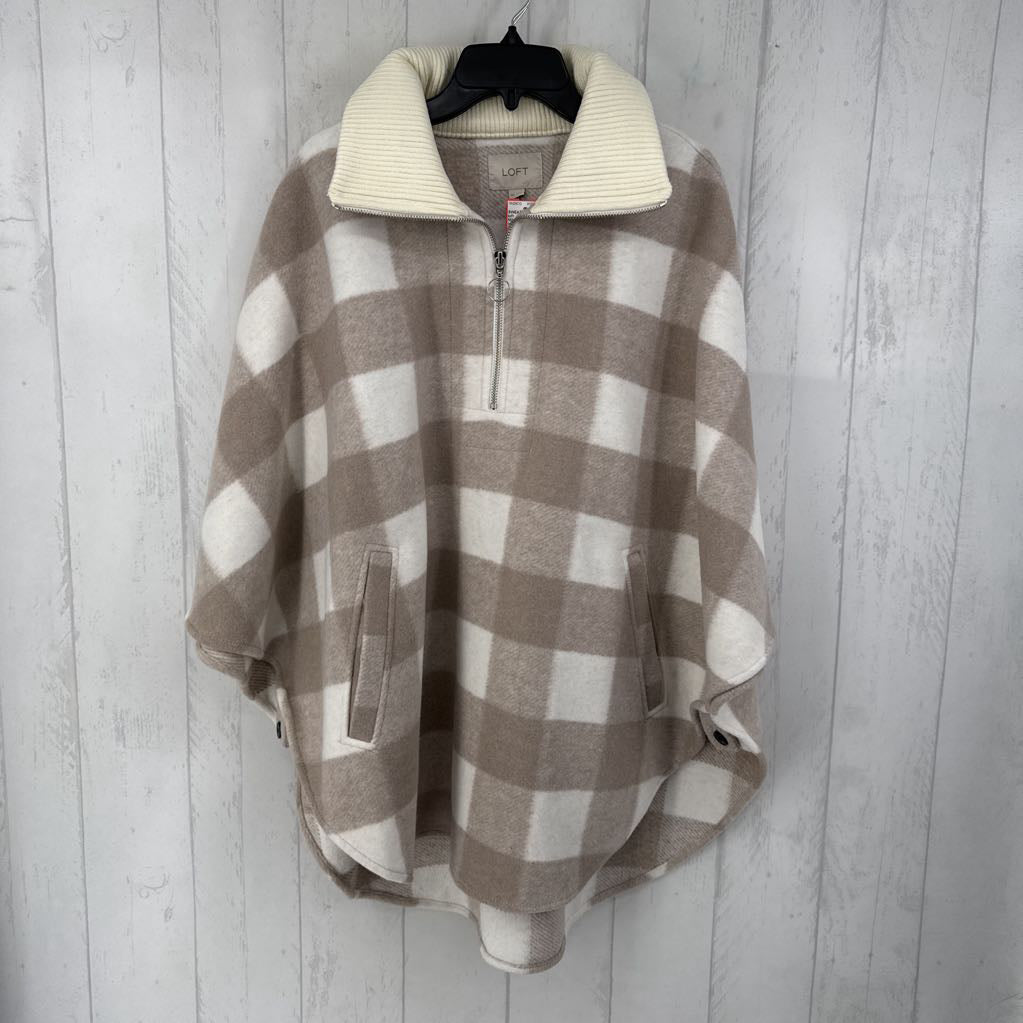 M/L plaid quarter zip poncho