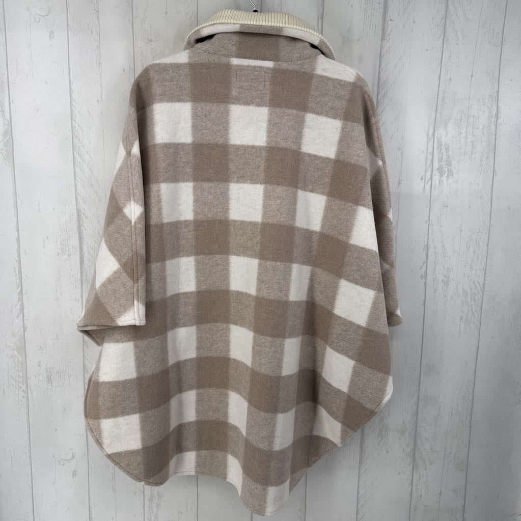 M/L plaid quarter zip poncho