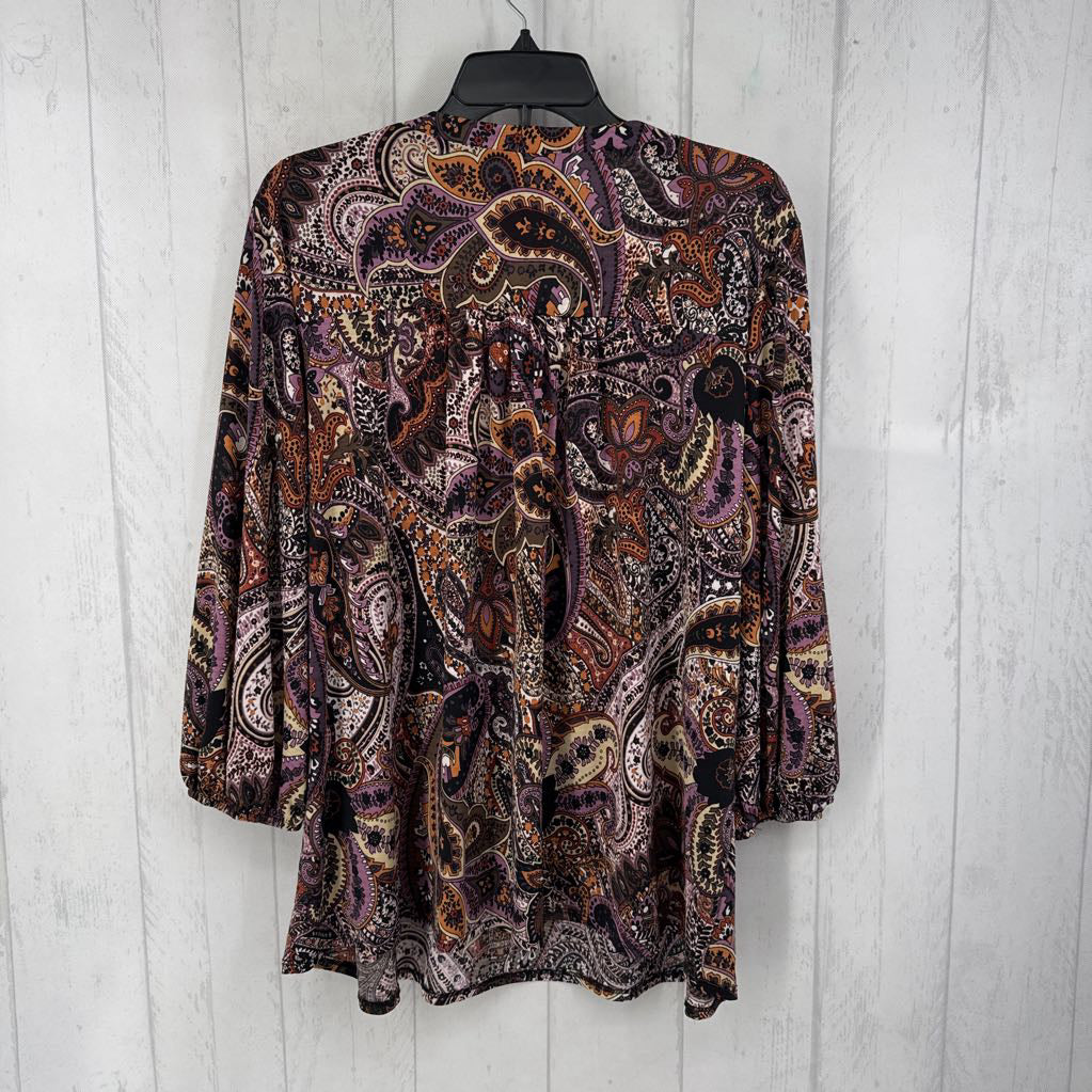 L paisley print v-neck l/s top