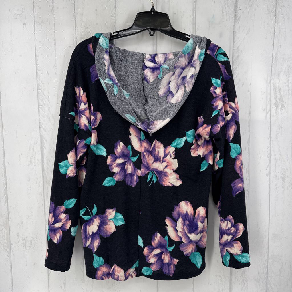 L flo print l/s top w/ hood