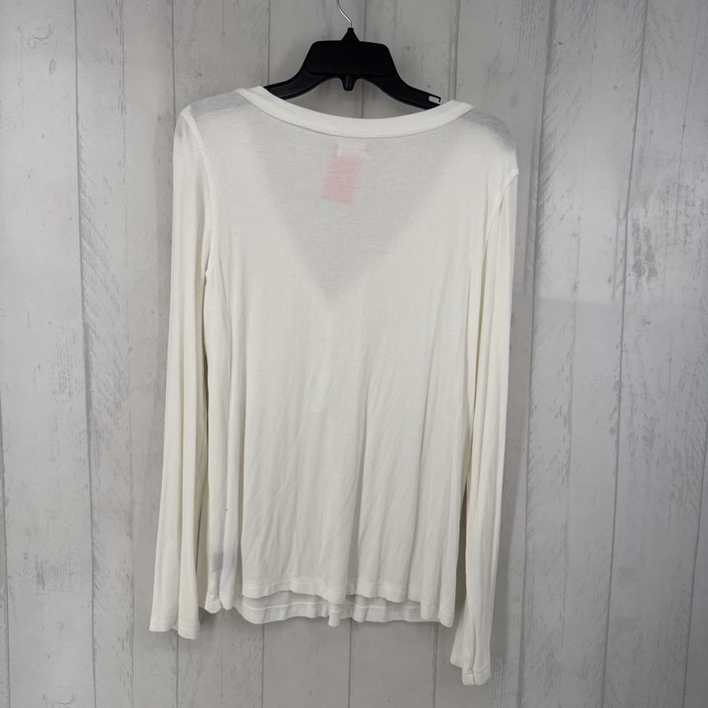L ribbed button front l/s top