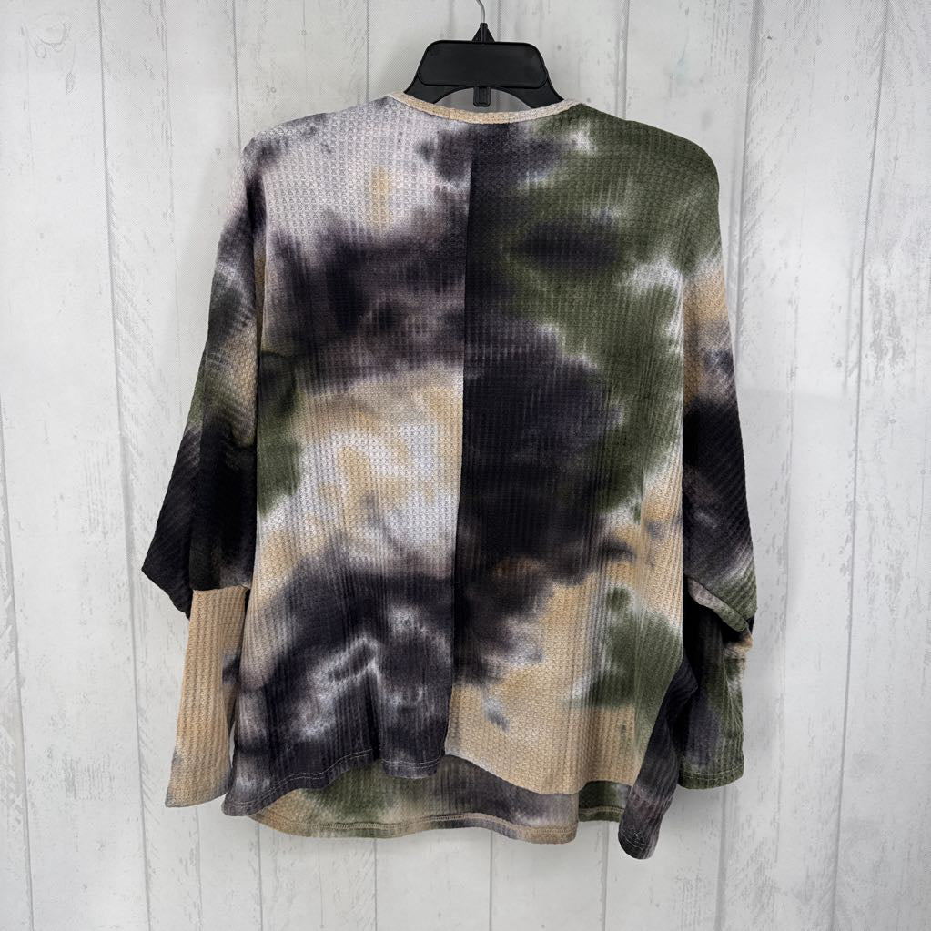 M waffle knit sequin pocket l/s top