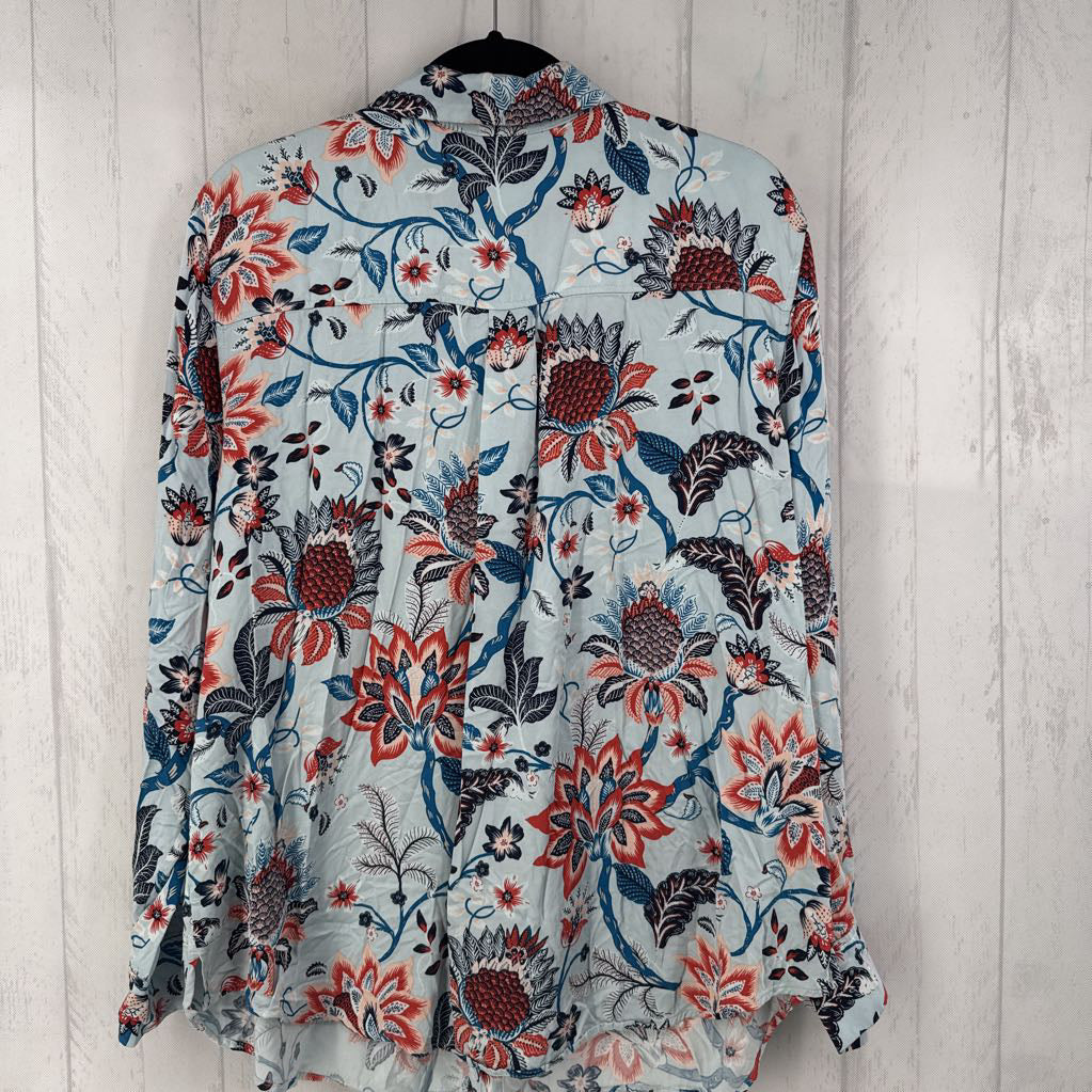 1X flo print button down l/s top