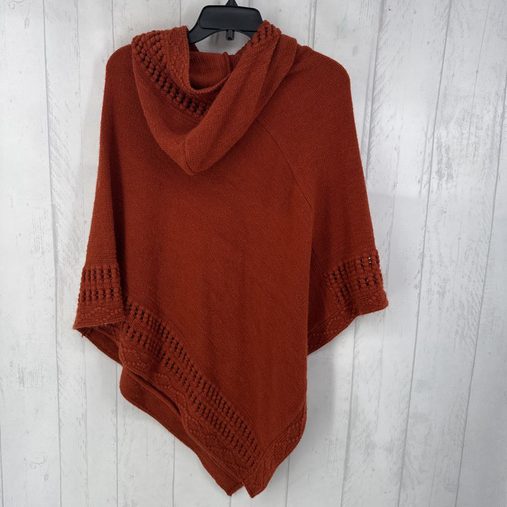 O/S sweater poncho w/ hood