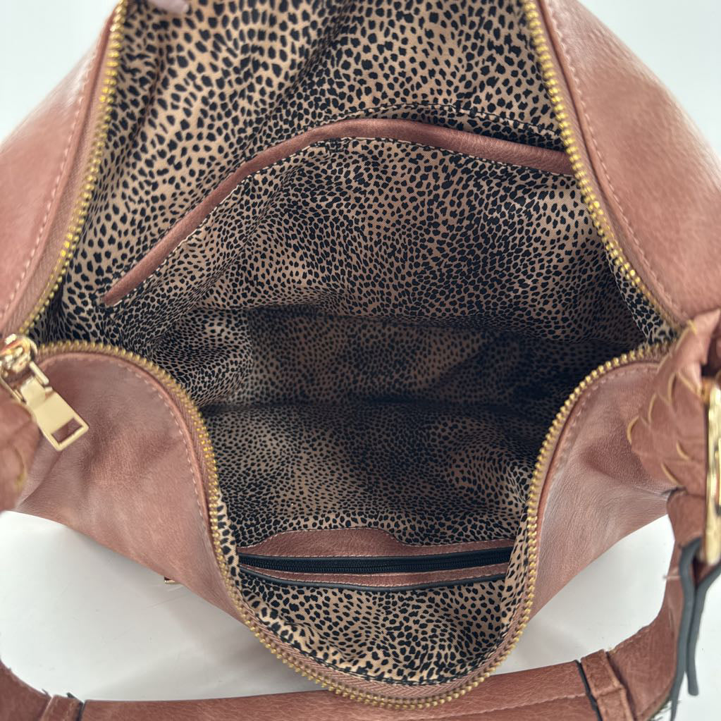 vegan leather woven sides shoulder bag