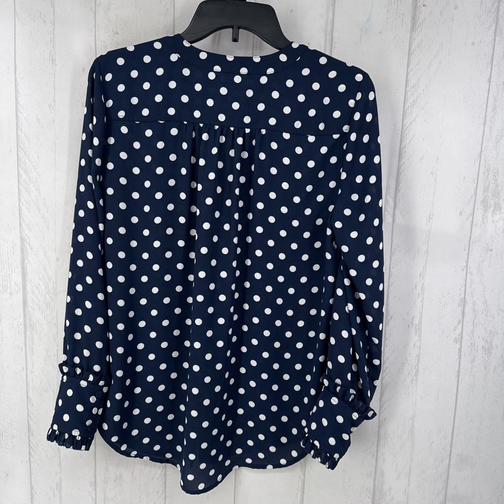 S polka dot button down l/s top