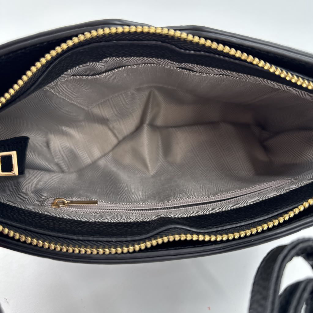 top zip pebbled crossbody