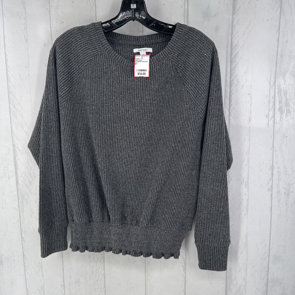 M ribbed smocked waist l/s top