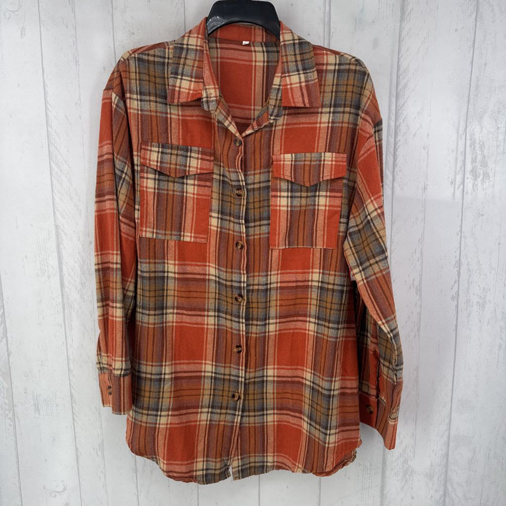 L plaid button down l/s top