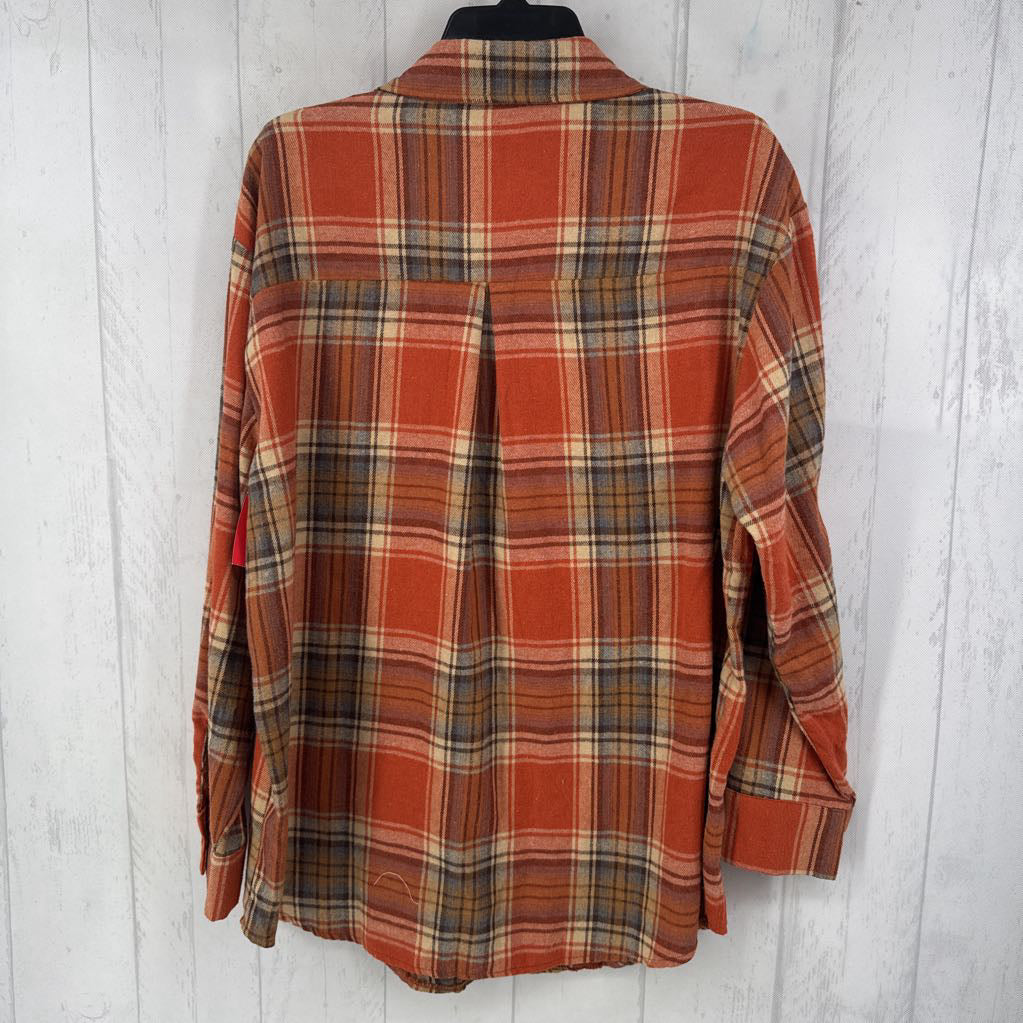L plaid button down l/s top