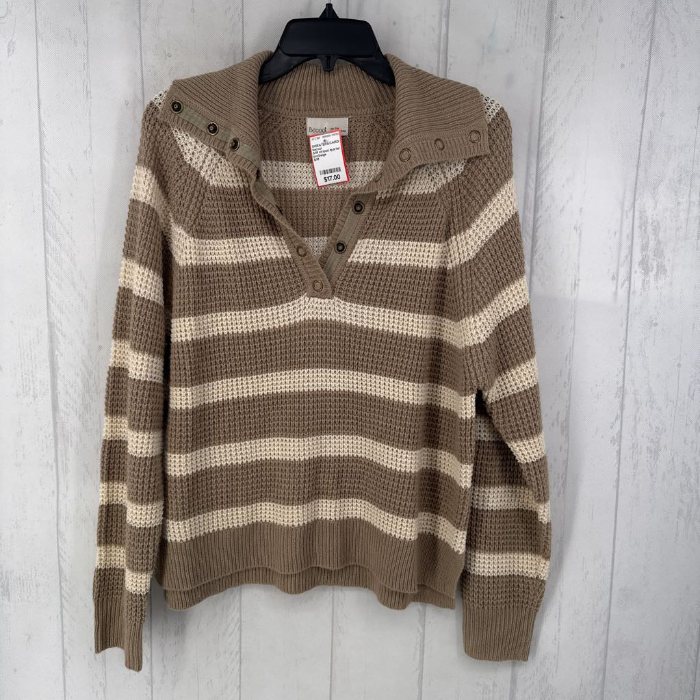 S/M striped quarter button down sweater