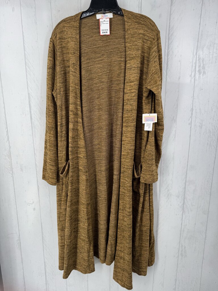XL l/s open marled long cardigan