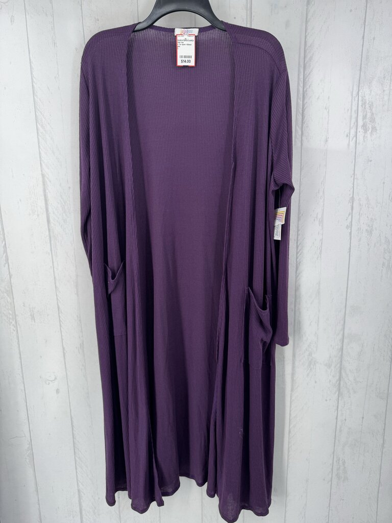 L l/s open ribbed long cardigan