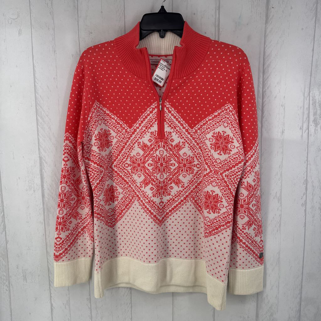 L l/s quarter zip print sweater