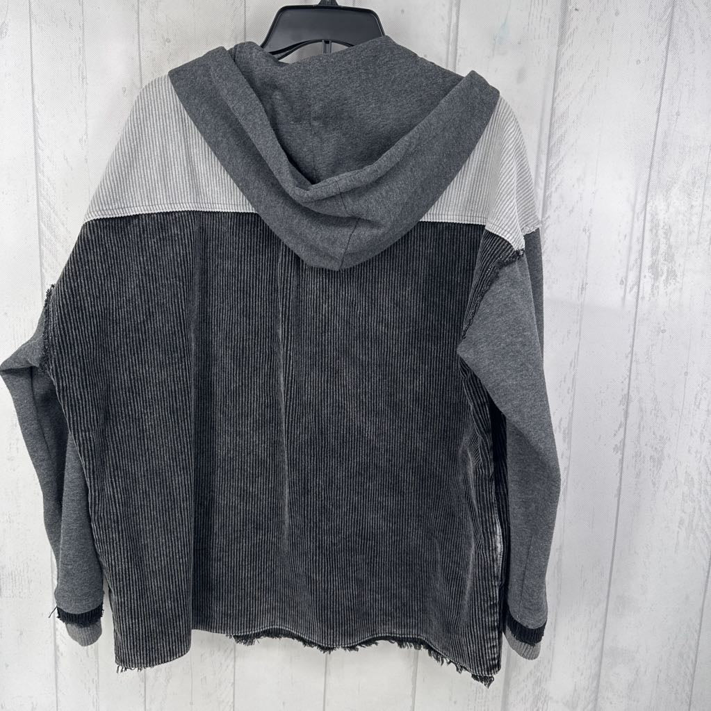 S l/s corduroy shacket w/ hood