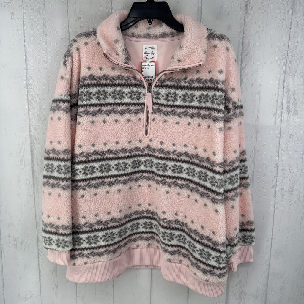 R36 XL l/s snowflake sherpa quarter zip