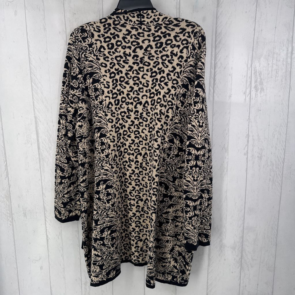 XL l/s print pocket open cardigan