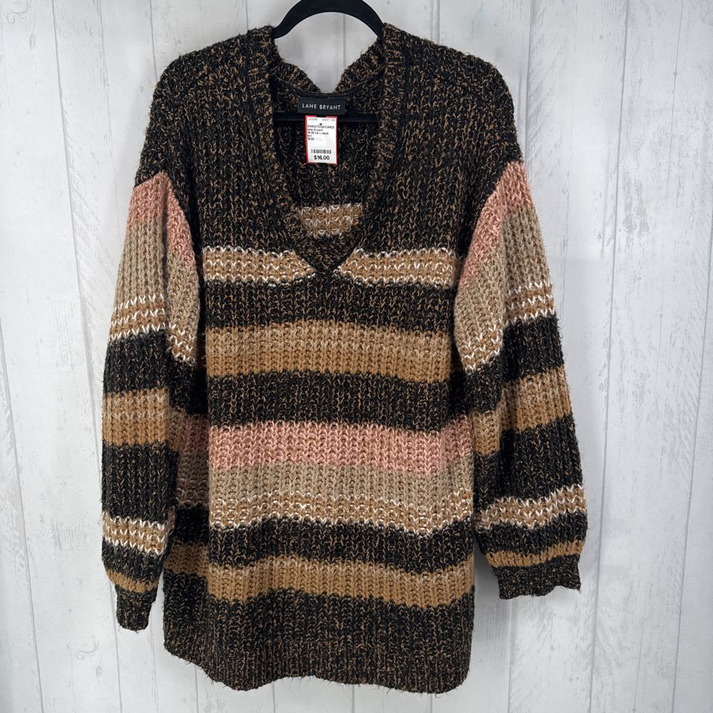 18/20 l/s v-neck stripe sweater