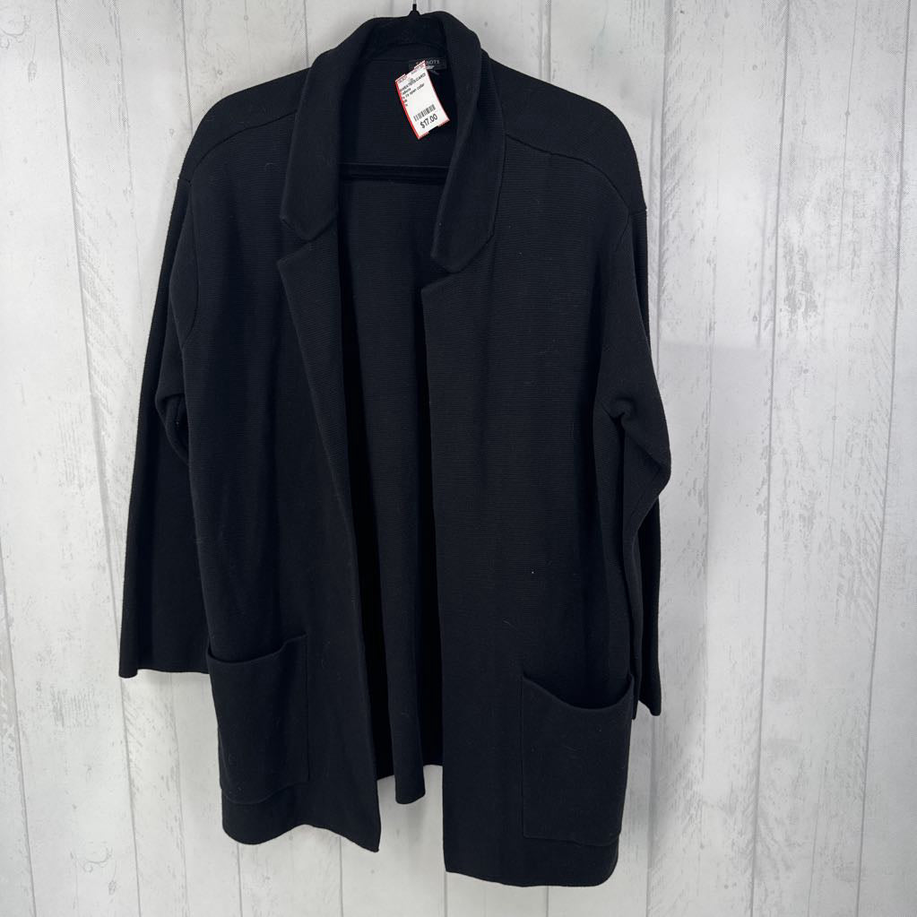 1x l/s open collar pocket cardigan