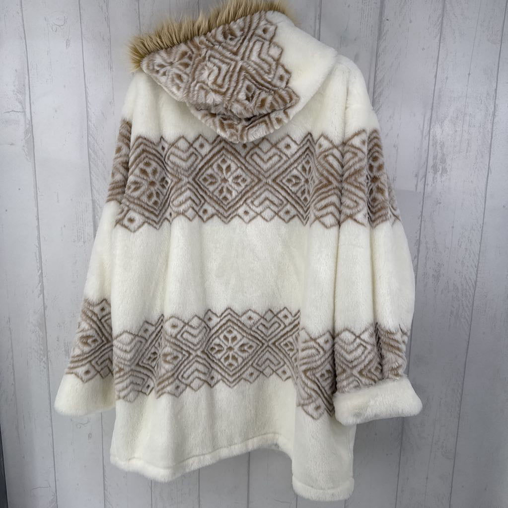 2x faux fur zip coat w/ hood