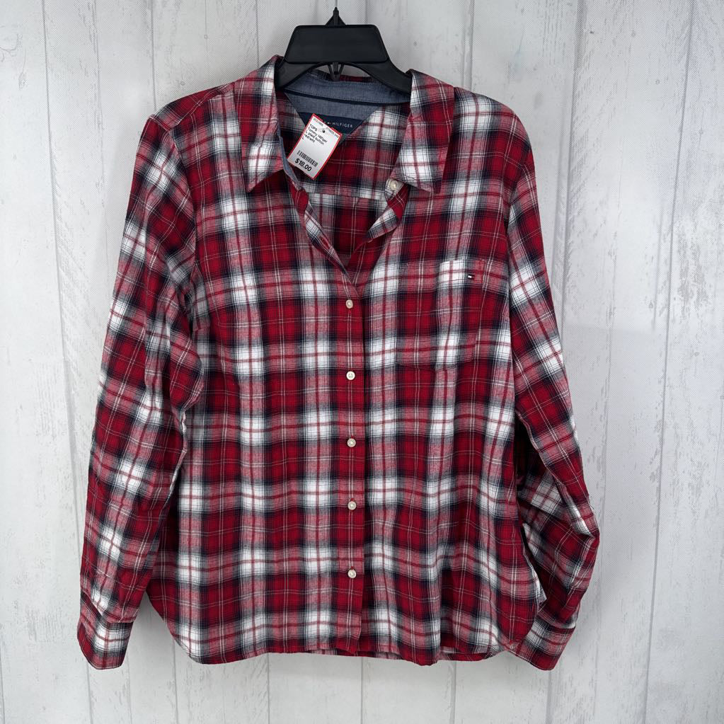 L plaid button down l/s top