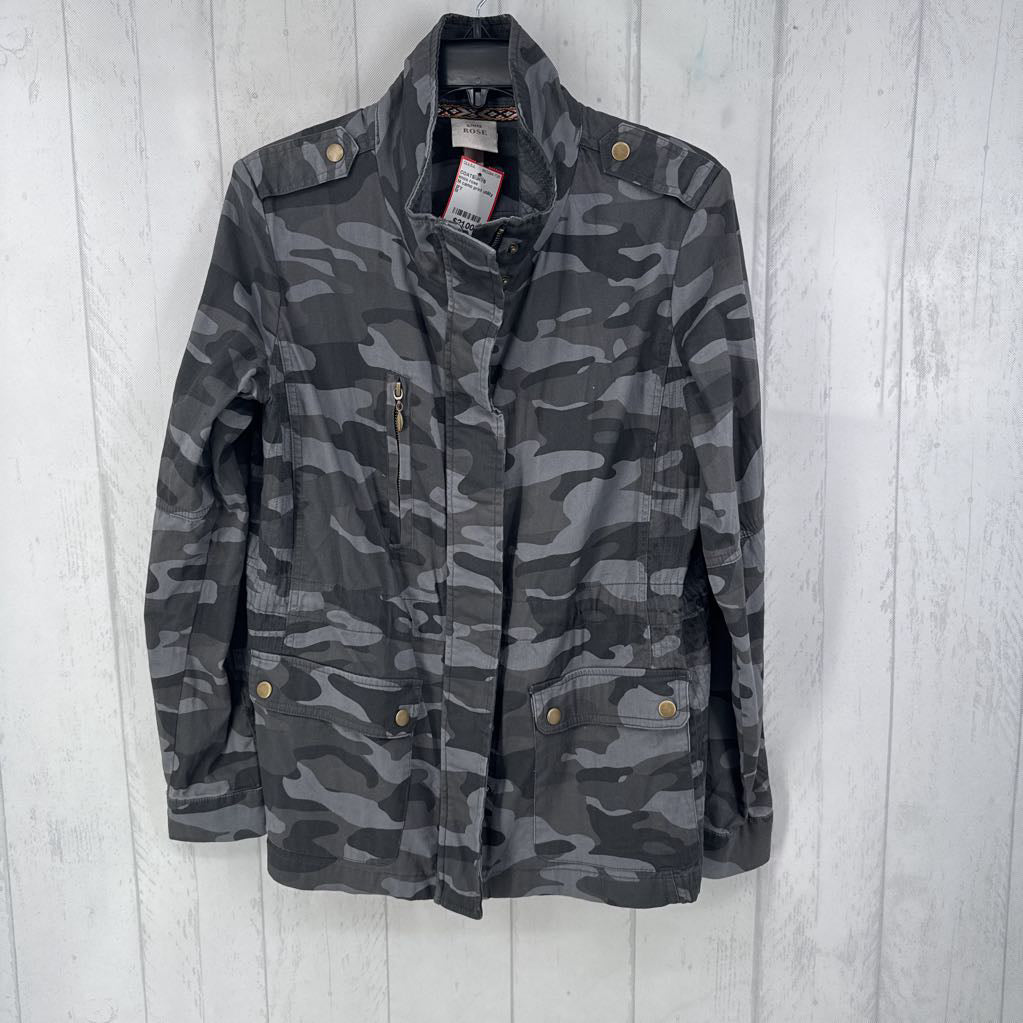 M camo print utility jacket