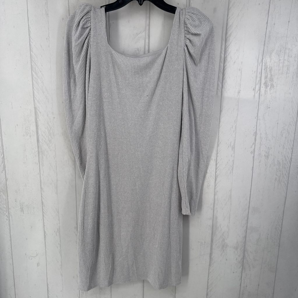 S rib knit square neck l/s dress