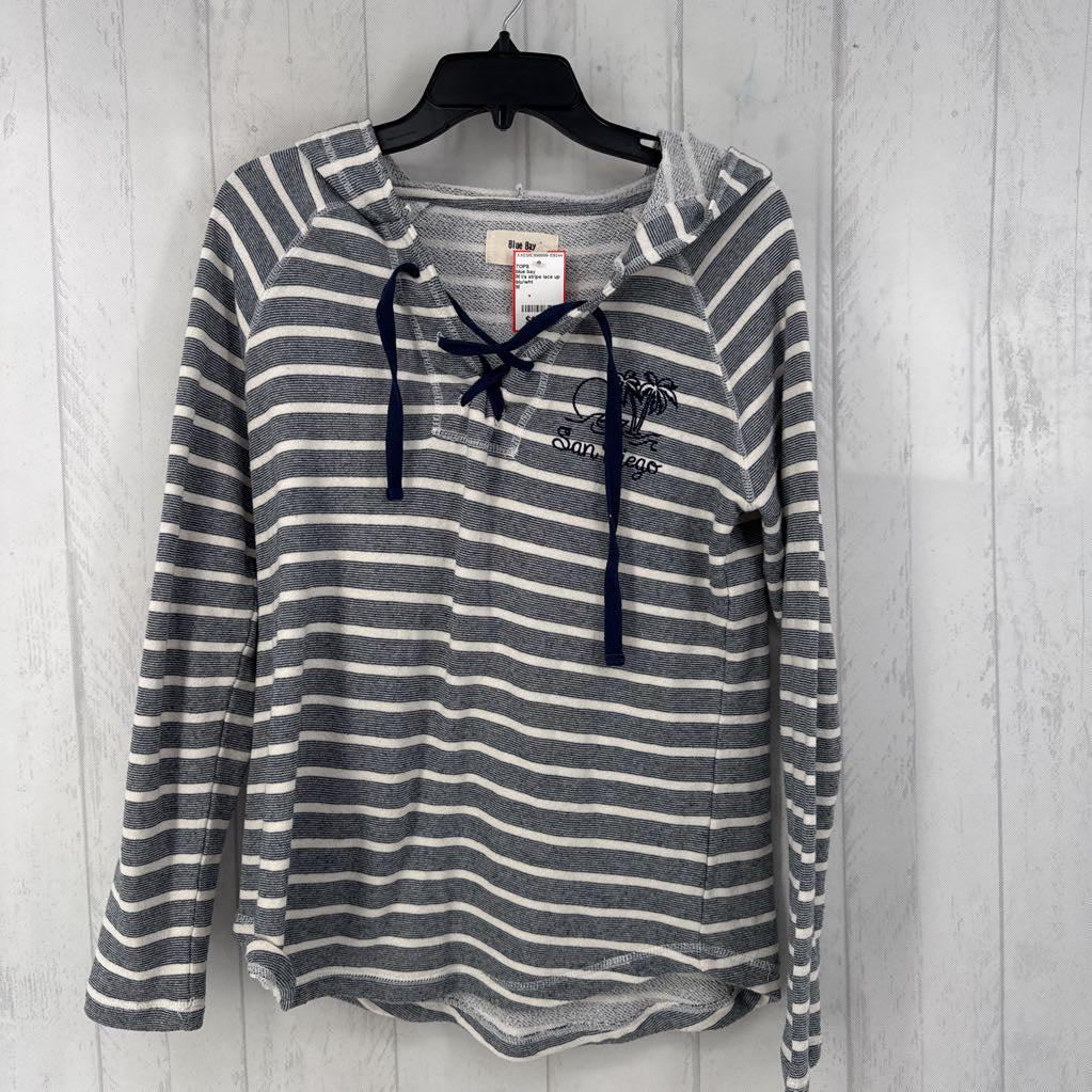 M l/s stripe lace up top