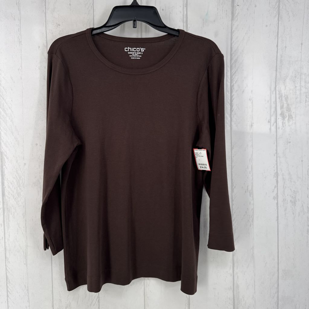 L 3/4 slv crew neck top