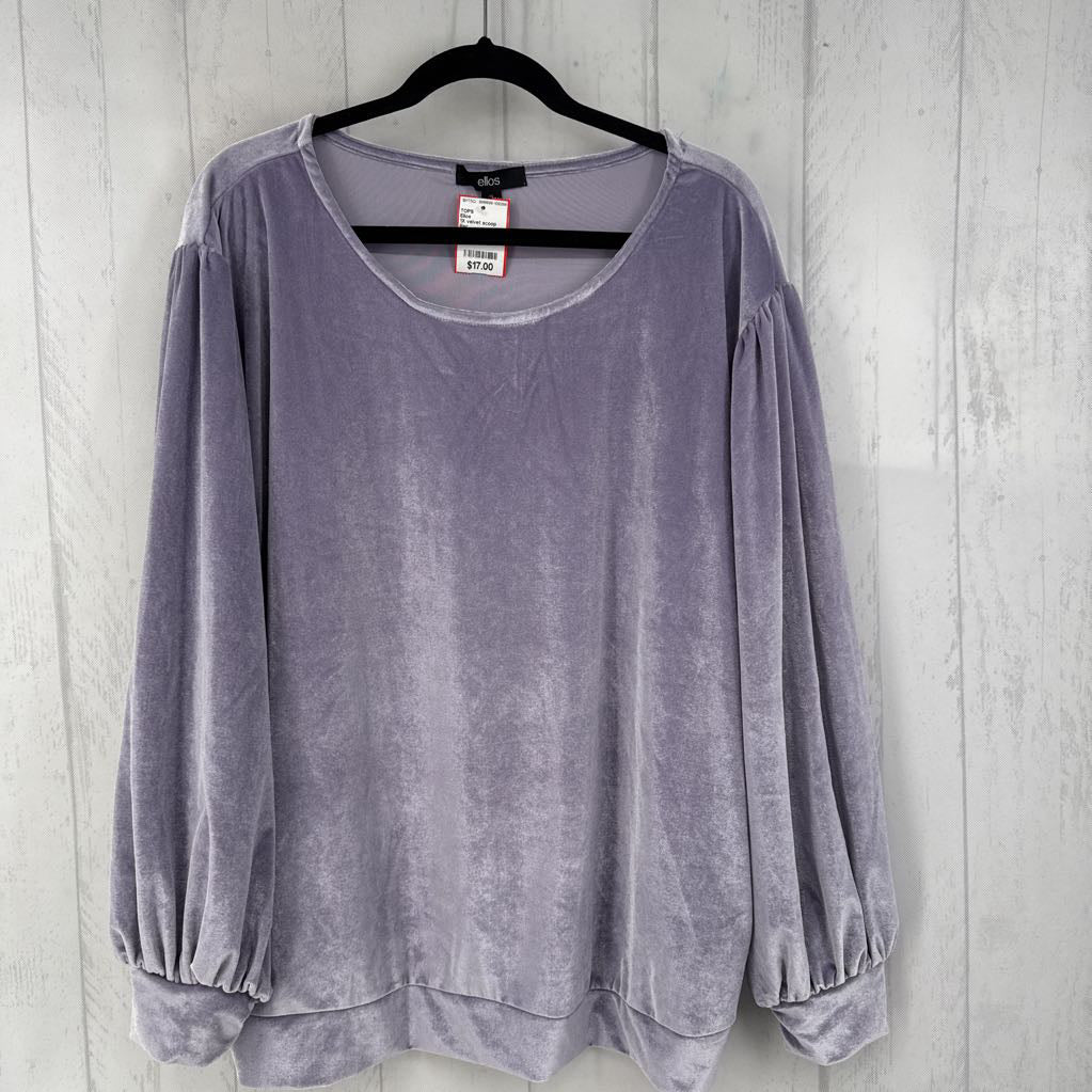 1X velvet scoop neck l/s top
