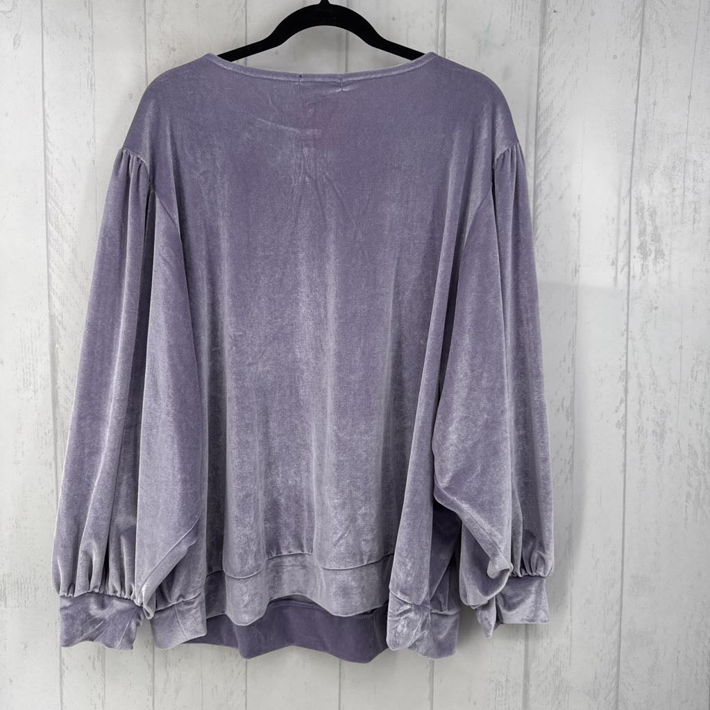 1X velvet scoop neck l/s top
