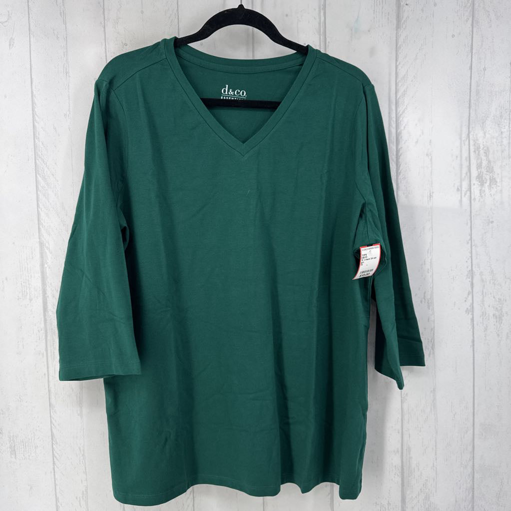 1X v-neck 3/4 slv tee