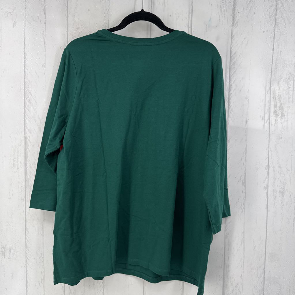 1X v-neck 3/4 slv tee