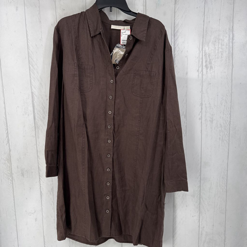 XL linen button down l/s dress
