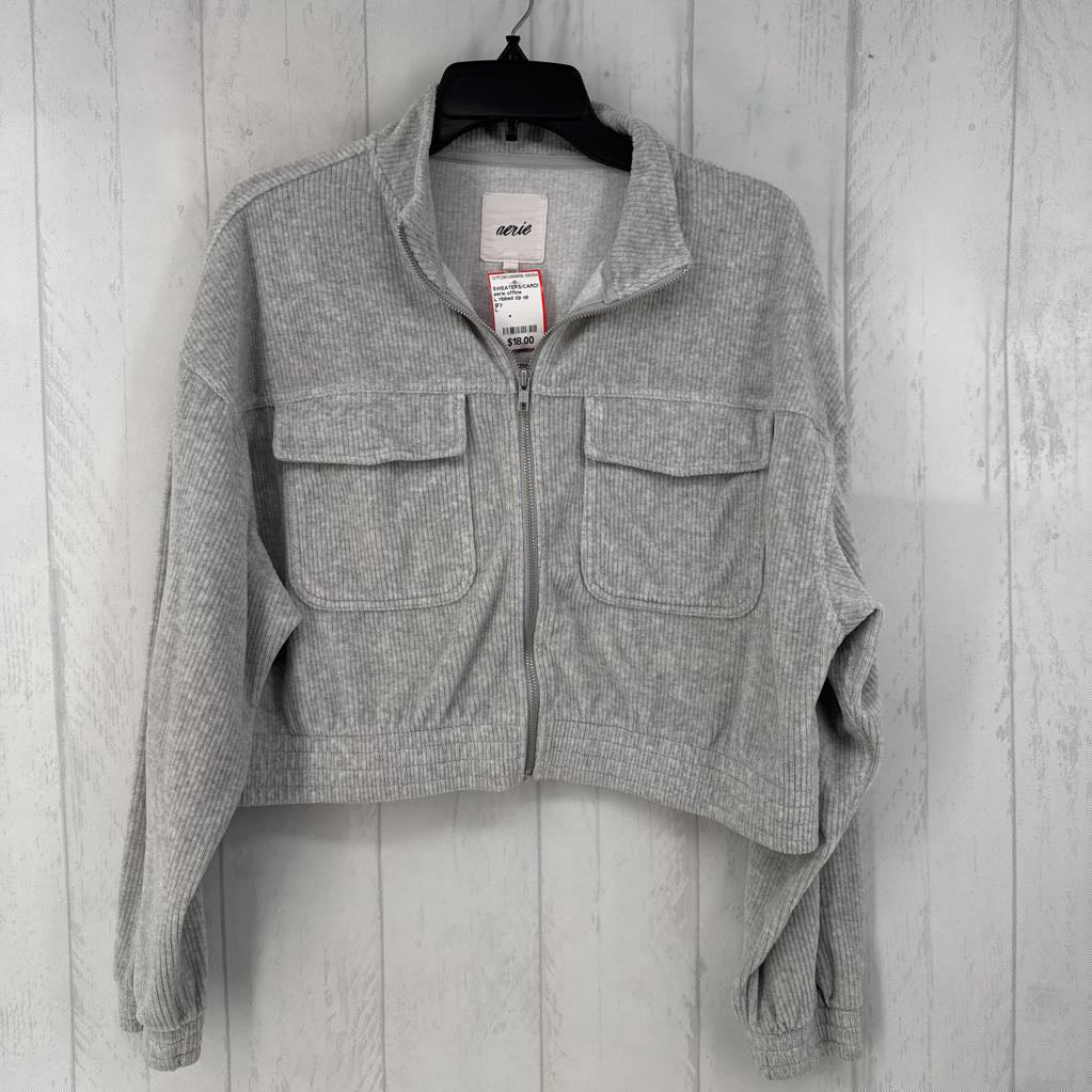 L ribbed zip up crop sweatshirt