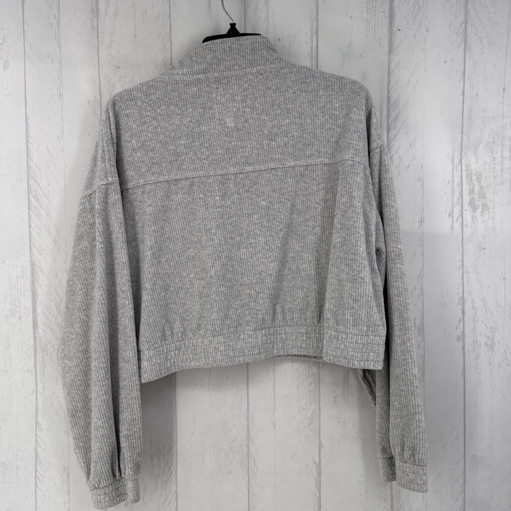 L ribbed zip up crop sweatshirt