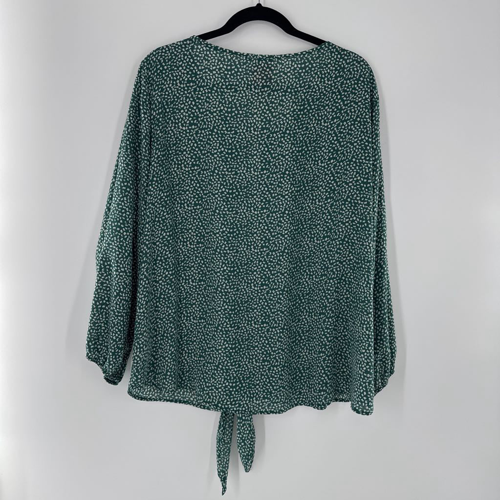 XXL printed notch neck l/s top