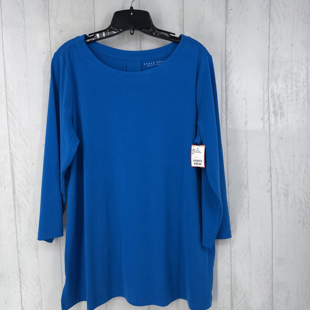 L 3/4 slv scoop neck top